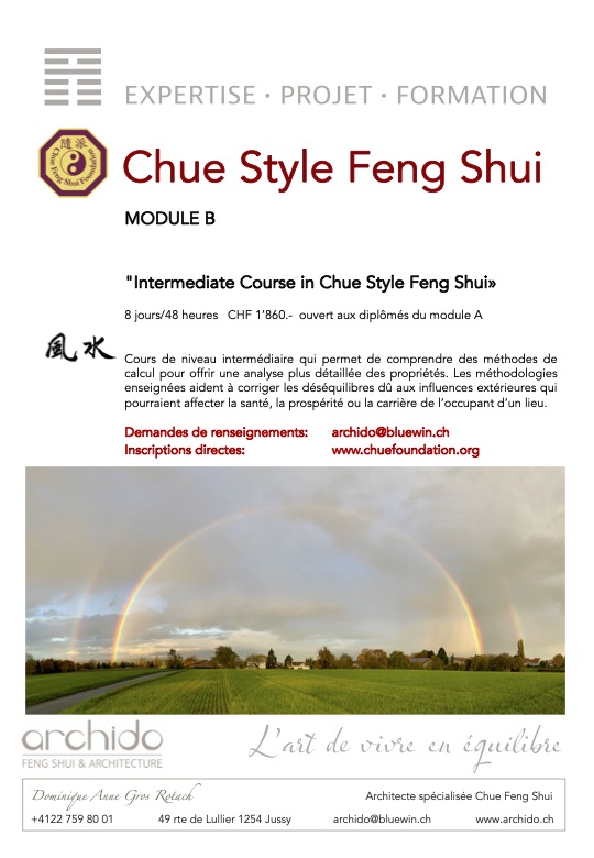 Module B - Cours intermédiaire de Feng Shui Chue style - 8 jours